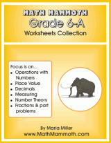Math Mammoth Grade 6 Worksheets Collection  book cover
