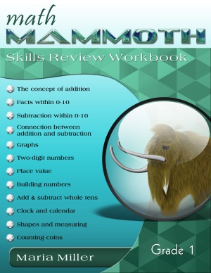 cover for Math Mammoth Grade 1 Skills Review Workbook