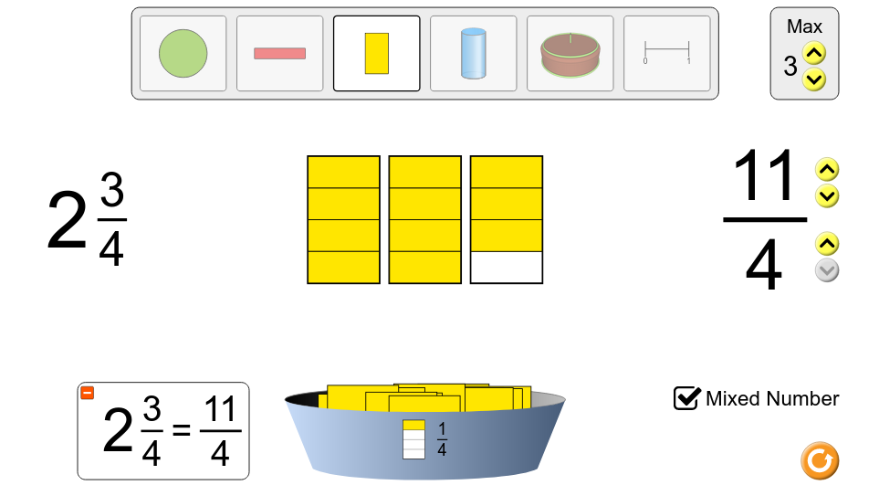 Mixed Numbers With Visual Models Interactive Activities And Game grades 3 5 